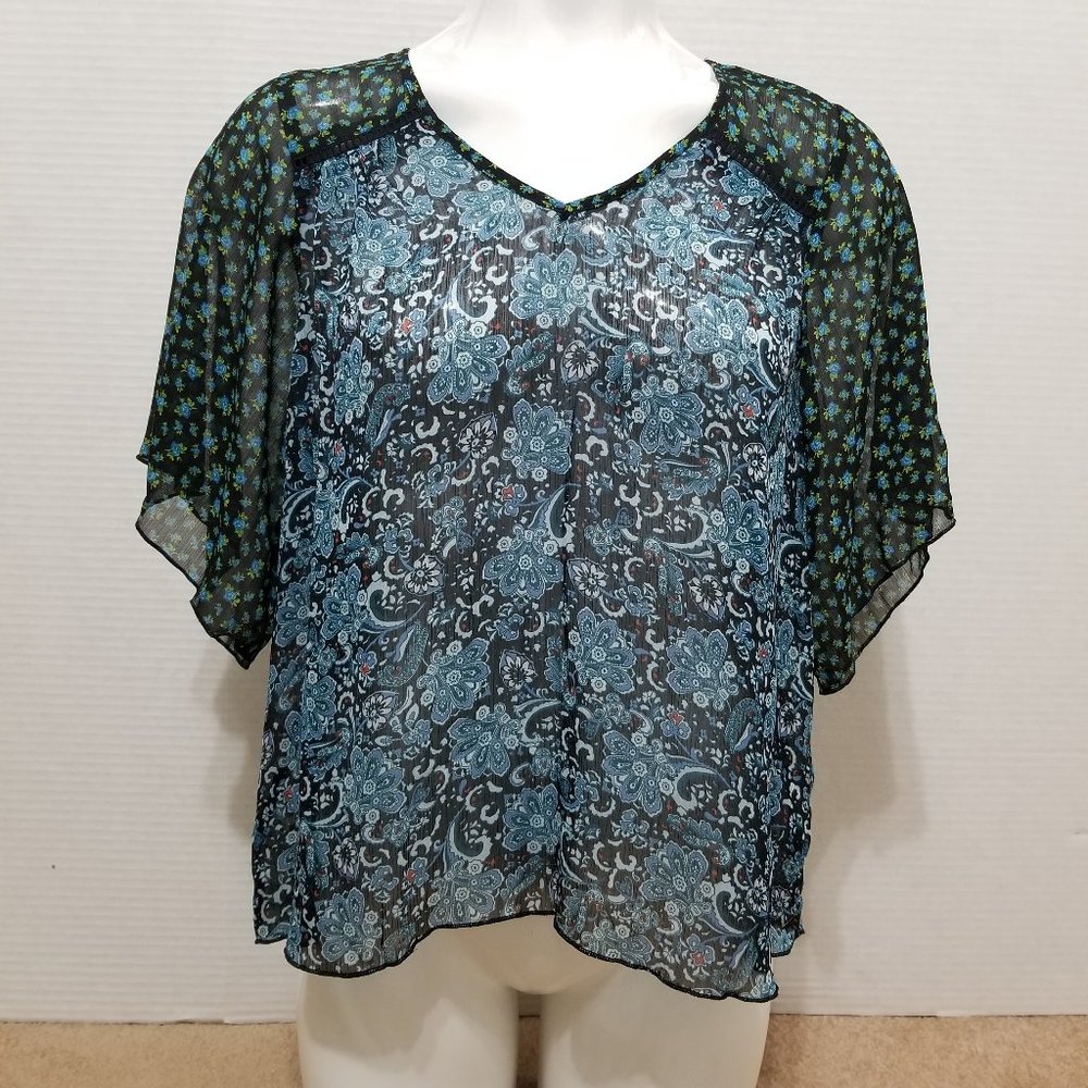 Mason & Mackenzie top XS geometric floral paisley mandala semi sheer boho hippie